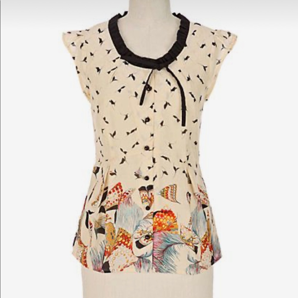 Rare Anthro Ruffle Neck Blouse